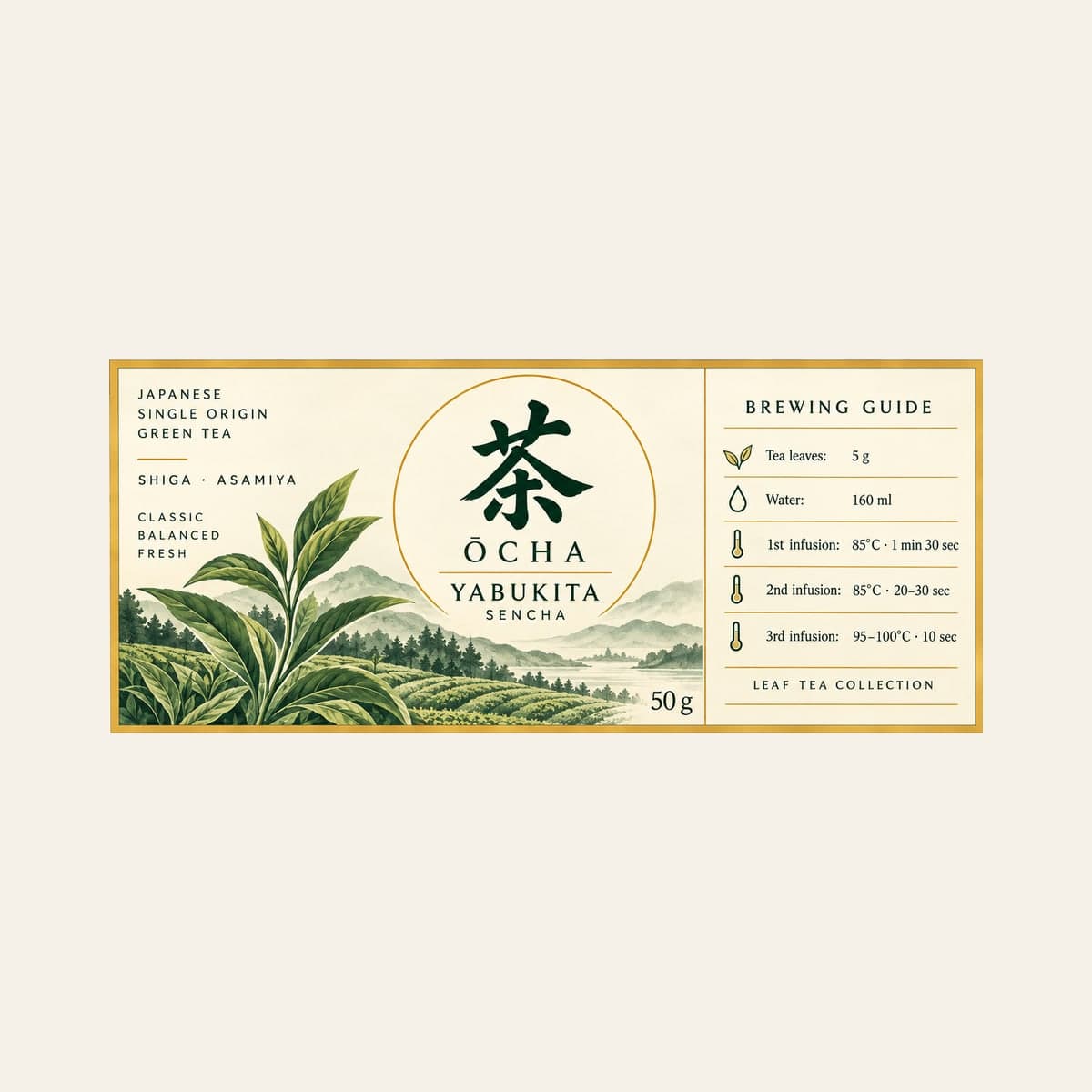 Etiqueta de Yabukita, ŌCHA